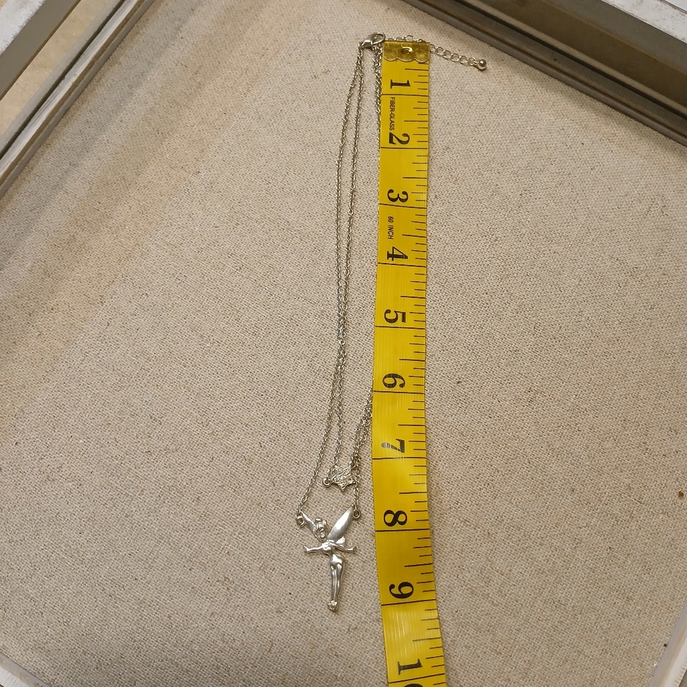Tinker Bell Double Chain With Star Silvertone Necklace - Picture 5 of 13